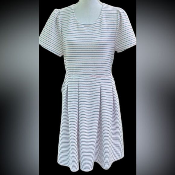 Draper James RSVP Wm’s Sz XL Red White Blue Stripe Fit Flare Midi Dress - Picture 1 of 7